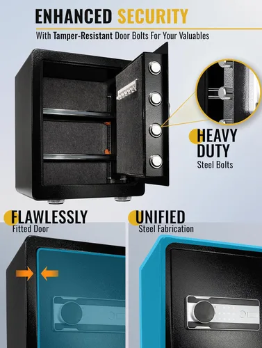 Miniatura 8 de Caja fuerte, ignífuga, bolsa impermeable, teclado y entrada de llaves, gabinete de seguridad para el hogar y la oficina (2.0 pies cúbicos)
