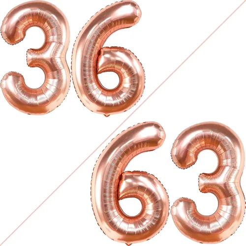 Miniatura 2 de KatchOn, Globos de oro rosa con el número 36, gigantes, 40 pulgadas, globos de aluminio de oro rosa con el número 36, decoraciones de feliz
