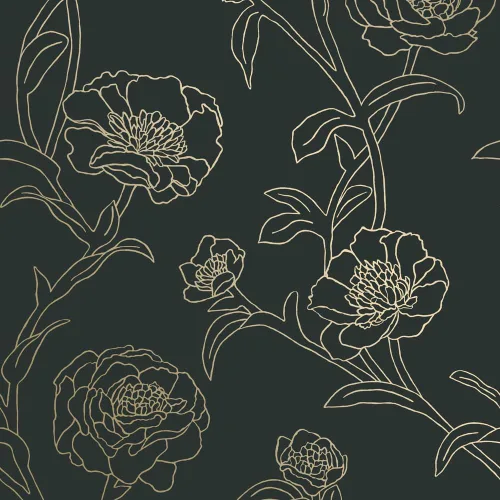 Miniatura 14 de Tempaper Papel tapiz floral extraíble con despegar y pegar de peonías metálicas en blanco y negro, 20.5 pulgadas x 16.5 pies, fabricado