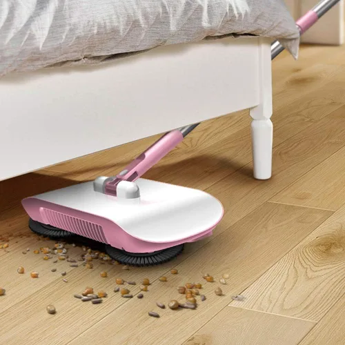 Miniatura 8 de TOPINCN Hogar perezoso automático mano empujar barredora escoba barredora máquina trapeador escoba recogedor herramientas de piso () Rosado