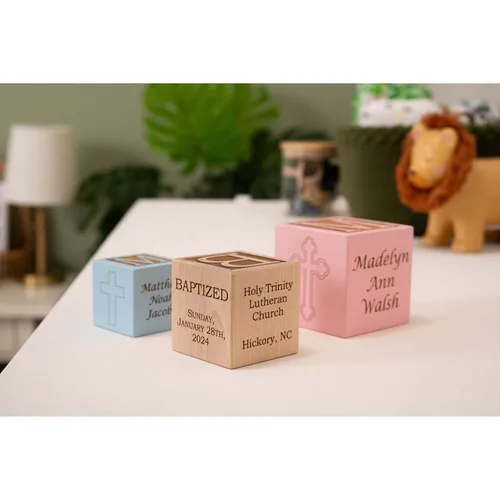 Miniatura 5 de Bloque de madera personalizado para bautizo/dedicación/bautizo, elige entre 3 tamaños, regalo de bautismo para niños, niñas, regalos de dedicación