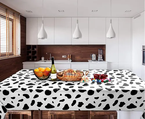 Miniatura 7 de Yansanido 2 manteles desechables de plástico con estampado de vaca en blanco y negro, mantel de 108 x 54 pulgadas, para fiesta, baile y picnic Rayas