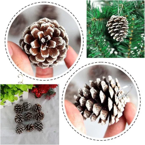 Miniatura 6 de Yahpetes 24 conos de pino de Navidad de 1.96 pulgadas con punta de nieve natural, decoraciones de piñas rústicas de Navidad para decoración y diseño