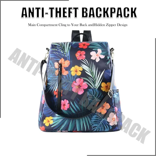 Miniatura 8 de Mochila para mujer, impermeable, de nailon, antirrobo, diseño de moda, grande, 15 pulgadas, convertible