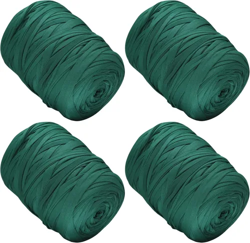 Miniatura 27 de 400g de hilo de tela elástica para tejer con ganchillo para DIY, 119 metros de hilo de espagueti grueso para tejer para proyectos de bolso, cesta