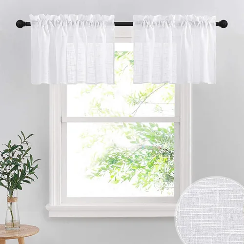 Miniatura 39 de RYB Home - Cortinas semitransparentes de lino Angora