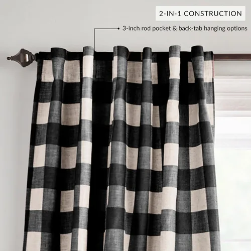 Miniatura 3 de Elrene Home Fashions Farmhouse Living Grainger Buffalo - Cortina opaca con diseño a cuadros para ventana, cortina para sala de estar y dormitorio