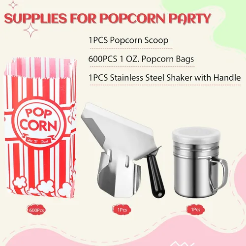 Miniatura 2 de Essenya 202 bolsas de palomitas de maíz con cuchara para palomitas y salero, bolsas pequeñas de palomitas de maíz de 1 onza, bolsas de palomitas