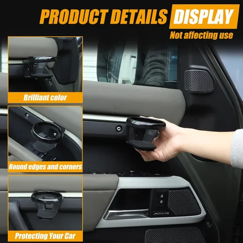 Miniatura 4 de Portavasos para automóvil compatible con Land Rover Defender 90 110 130 2020-2025 Expansor para bebidas Portavasos de expansión de puerta de agua