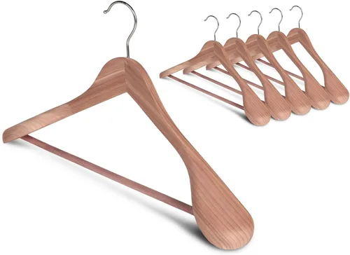 Miniatura 9 de StorageWorks - Paquete de 10 perchas de madera, perchas de hombro extra anchas para abrigos, camisas, chaquetas, pantalones, trajes, color madera