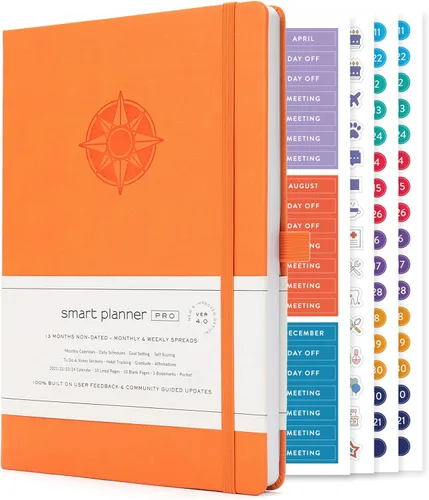 Miniatura 14 de Smart Planner Pro - Planificador diario sin fecha - Agenda grande A4 - Logre objetivos y aumente la productividad con secciones semanales