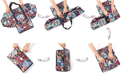 Miniatura 4 de Bolsa de viaje plegable grande para las mujeres del hospital bolso lindo floral bolso de hombro semanal durante la noche llevar en la bolsa