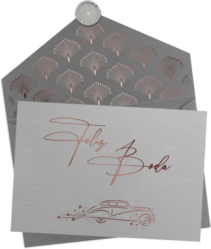 Joli Coon Tarjeta Felicitación Boda - Feliz boda - Tarjeta boda felicitacion con sobre y un sello de cera