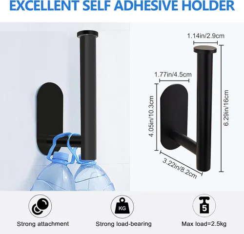Miniatura 5 de Soporte de papel higiénico para baño, soporte de rollo autoadhesivo de acero inoxidable SUS304 sin perforar, soporte para papel higiénico para pegar