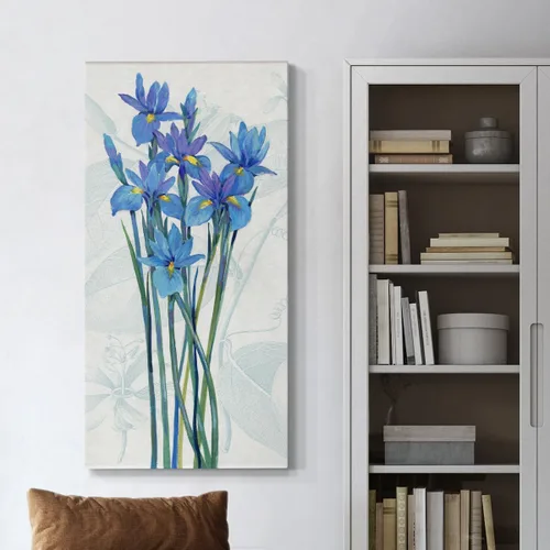 Miniatura 3 de Renditions Gallery Página de inicio arte floral para pared, decoraciones modernas, pinturas de iris azul, ramo de flores abstractas de naturaleza