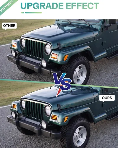 Miniatura 4 de Luces direccionales delanteras ámbar para Jeep Wrangler TJ 1997 1998 1999 2000 2001 2002 2003 2004 2005 2006, DRL luces de estacionamiento