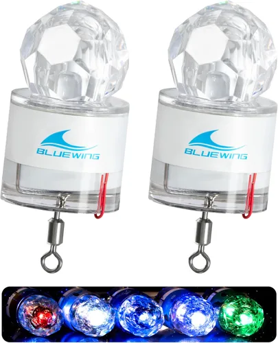 Miniatura 7 de BLUEWING Luces LED de pesca de diamante, luces de caída profunda, intermitente subacuático, activación de agua, señuelos de pesca con iluminación
