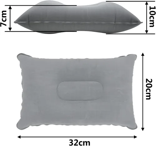 Miniatura 2 de 3 almohadas inflables ultraligeras grises pequeñas cuadradas de tela flocada para senderismo, camping, viajes, siestas, playa, reposo de escritorio