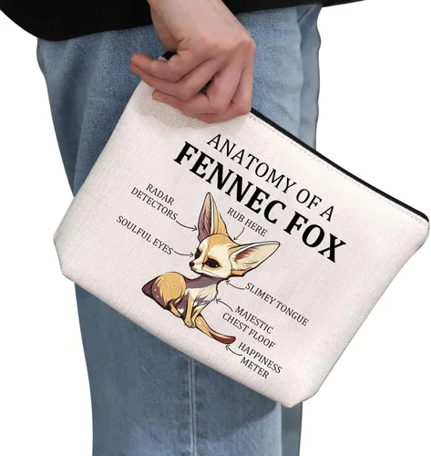 Miniatura 2 de G2TUP Fennec Fox Gift Anatomy Of A Fennec Fox Bolsa de maquillaje Fennec Fox Lover Bolsa de cosméticos Fennec Fox Theme Gift Zipper Bolsa de viaje
