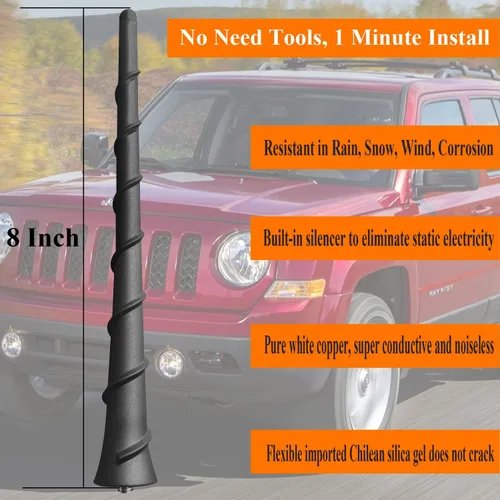 Miniatura 3 de Reemplazo de antena de goma flexible de 8 pulgadas para Jeep Liberty - Número de pieza 68297936AA Reemplazo de antena de goma flexible