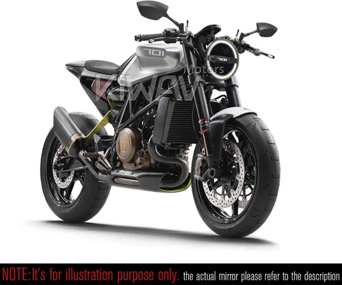Miniatura 2 de KiWAV Espejos de Repuesto Traseros Blackline Negros Convexos Ajustables Universales 10mm 8mm para Motocicletas Chopper Bobber Cafe Racer Grom