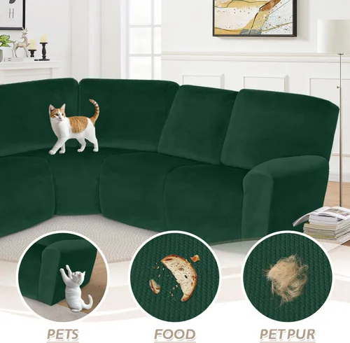 Miniatura 20 de Arfntevss Fundas de sofá seccional reclinable de terciopelo, Funda de sofá seccional de esquina para sofá reclinable, Funda elástica suave