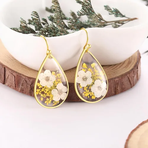 Miniatura 104 de Forget-Me-Not and Queen Anne's Lace Pressed Wildflower Earrings Pressed Flower Earrings Handmade Drop and Dangle Earrings Gift for Woman