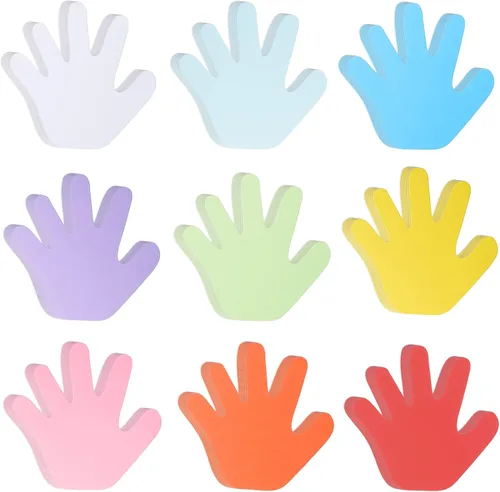 72 recortes de mano de papel, recortes en forma de mano de varios colores, recortes en forma de huella de mano, recortes de papel creativo en blanco