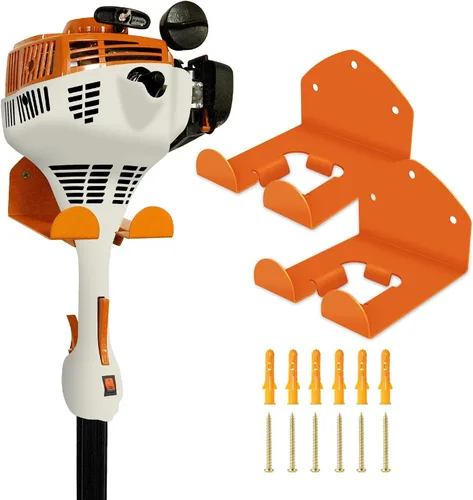 Miniatura 11 de Flexi Rods Organizador de garaje para colgar en la pared, estante de herramientas de jardín para recortadora de césped, cortasetos, herramientas