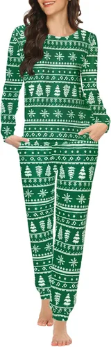 Miniatura 287 de Ekouaer Conjunto de pijama de manga larga para mujer, ropa de dormir suave con cuello redondo y bolsillos