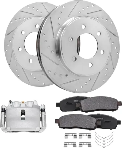 Miniatura 46 de Detroit Axle - Rotores de freno para Ford 2013-2019 Explorer Taurus Flex Lincoln MKT MKS, rotores de freno de disco ranurados perforados de repuesto