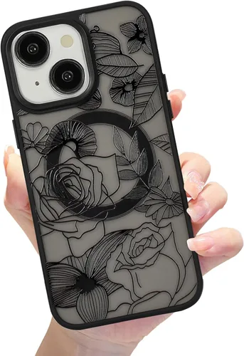 Miniatura 18 de Compatible con el teléfono 13 Pro - Funda magnética mate translúcida, de lujo, a prueba de golpes, magnética y con bonito patrón de flores, carcasa