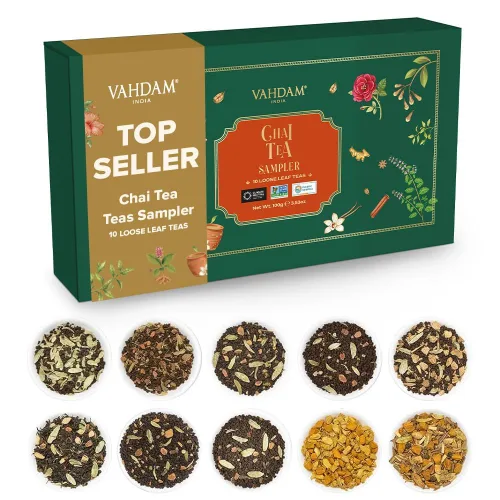 Miniatura 11 de VAHDAM Top 9 Exotic Loose Leaf Tea Sampler (más de 18 tazas) Mezclas florales y afrutadas con delicioso sabor Caliente y helado Perfecto