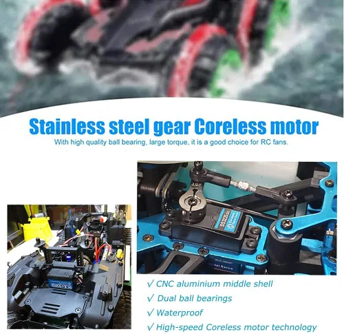 Miniatura 5 de 35 kg Servo Motor Digital Sin Núcleo 7.4V Alta Velocidad Alto Par Engranaje de Acero Inoxidable Impermeable Servos Estándar Baja 180 Grados