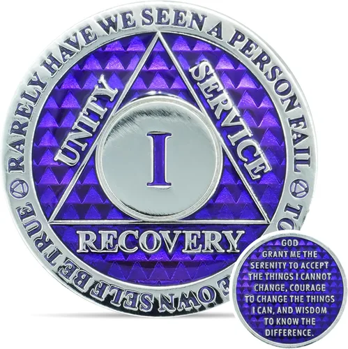 Miniatura 45 de Moneda de sobriedad de 10 años Chip AA Legacy Ficha de aniversario de recuperación de triplaca gruesa (Aqua)
