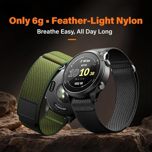 Miniatura 6 de ANCOOL Correa de nylon para reloj Compatible con Garmin Vivoactive 5/6/3/Forerunner 245/165/55, Correa de reloj de liberación rápida de 20mm