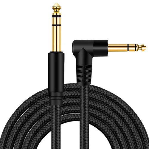 Miniatura 9 de Cable de instrumento TRS de 1/4 pulgadas de 3 pies, TRS de 0.250 in a 0.250 in TRS Cable de audio estéreo macho a macho de ángulo recto a recto