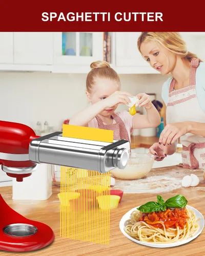 Miniatura 7 de Accesorio de pasta 3 en 1 para batidora de pie KitchenAid, máquina de pasta con rodillo de pasta, cortador de espaguetis y fettuccine, construcción