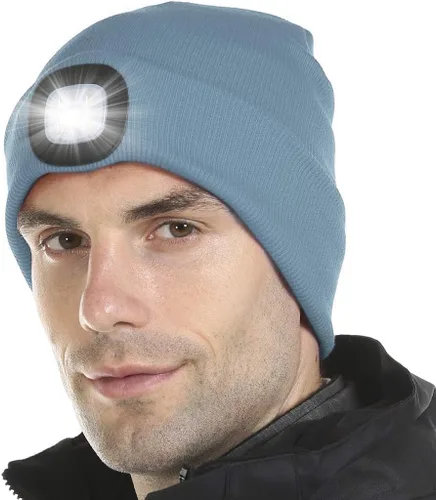 Miniatura 13 de Tutuko Gorro unisex con luz, gorro LED recargable por USB, sombrero LED con linterna, regalos para hombres, mujeres, papá