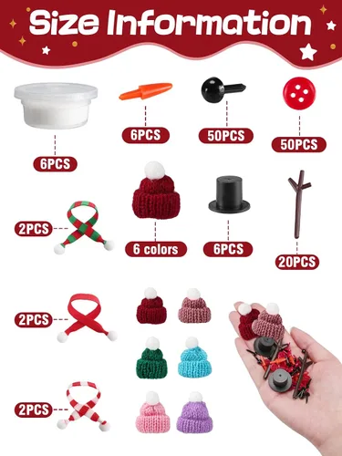 Miniatura 2 de Cosweet Paquete de 6 Kits de Manualidades Navideñas de Muñeco de Nieve para Niños - Kit de Construcción de Muñeco de Nieve con Arcilla de Secado
