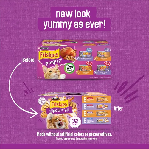 Miniatura 2 de Purina Friskies - Paquete variado de alimentos húmedos en salsa para gatos, trituraciones de aves de corral, trozos de carne y filetes Prime