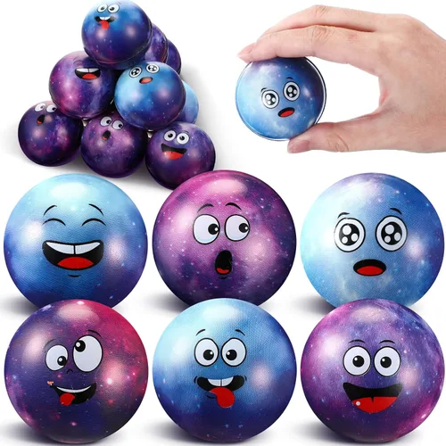 Miniatura 11 de Arrowbash 12 piezas de mini bolas de estrés con cara para niños, pelotas de espuma para apretar con cara divertida para niños y niñas, para aliviar
