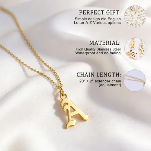 Miniatura 2 de Collar con dije de letra de inicial para mujer, chapado en oro de 18 quilates, para dama de honor, regalo para niñas