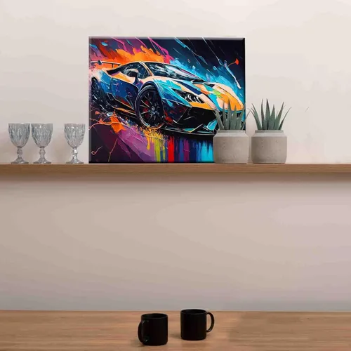 Miniatura 4 de Pintura por números, auto de carreras, kit de pintura al óleo de lienzo colorido para niños y adultos, pintura de dibujo de 16 x 20 pulgadas