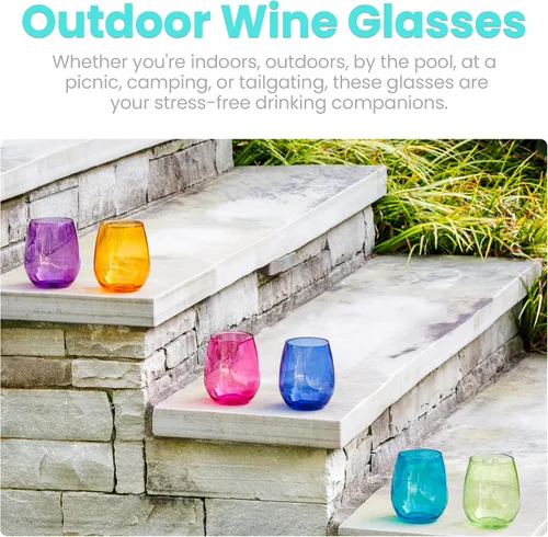 Miniatura 5 de pop design Copas de vino irrompibles de alta calidad, sin tallo, juego de 6 copas de vino de plástico acrílico reutilizables sin BPA inastillables