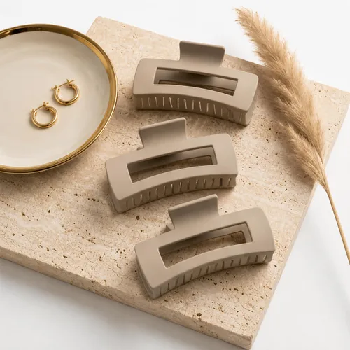 Miniatura 3 de TOCESS Beige Claw Clips for Women, 4 Inch Strong Hold Matte Large Hair Clips for Thick Thin Fine Curly Hair, Non Slip Big Hair Claw Clips for Long