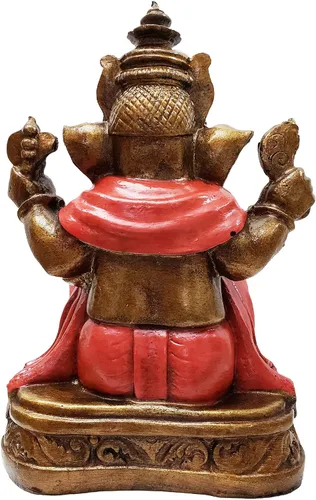 Miniatura 5 de Ganesha - Cabeza de elefante y cuerpo humano que elimina obstáculos del camino de uno, decoración de dormitorio, oficina en casa, estatua Rojo