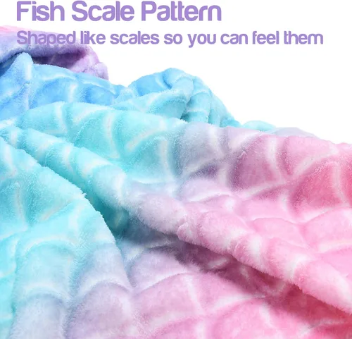 Miniatura 4 de Manta de cola de sirena para niños de Catalonia, manta súper suave de franela para dormir, manta acogedora para niñas, diseño de arco iris, regalo