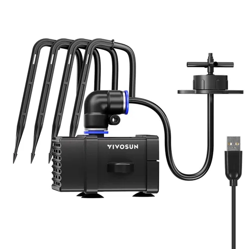 Miniatura 9 de VIVOSUN Kits de riego por goteo automático profesional, salida de 15 W, kit de cultivo profesional todo en uno, incluye bomba, temporizador
