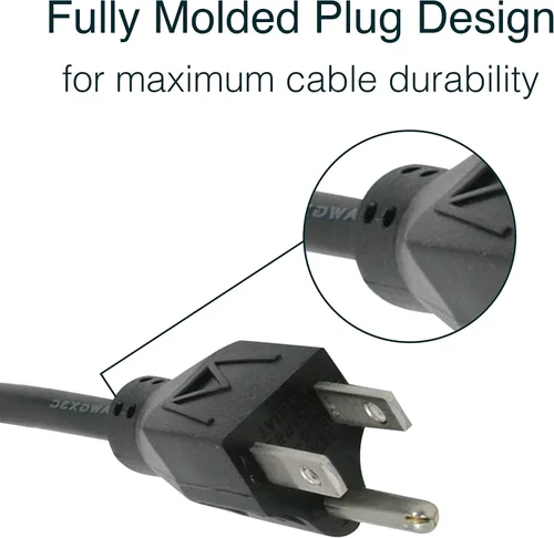 Miniatura 3 de C2G 10FT Replacement AC Power Cord Shielded - Power Cable for Electronics, TV, Computer, Printer, Radio, Monitor, Samsung, Dell, Vizio, LG, Asus